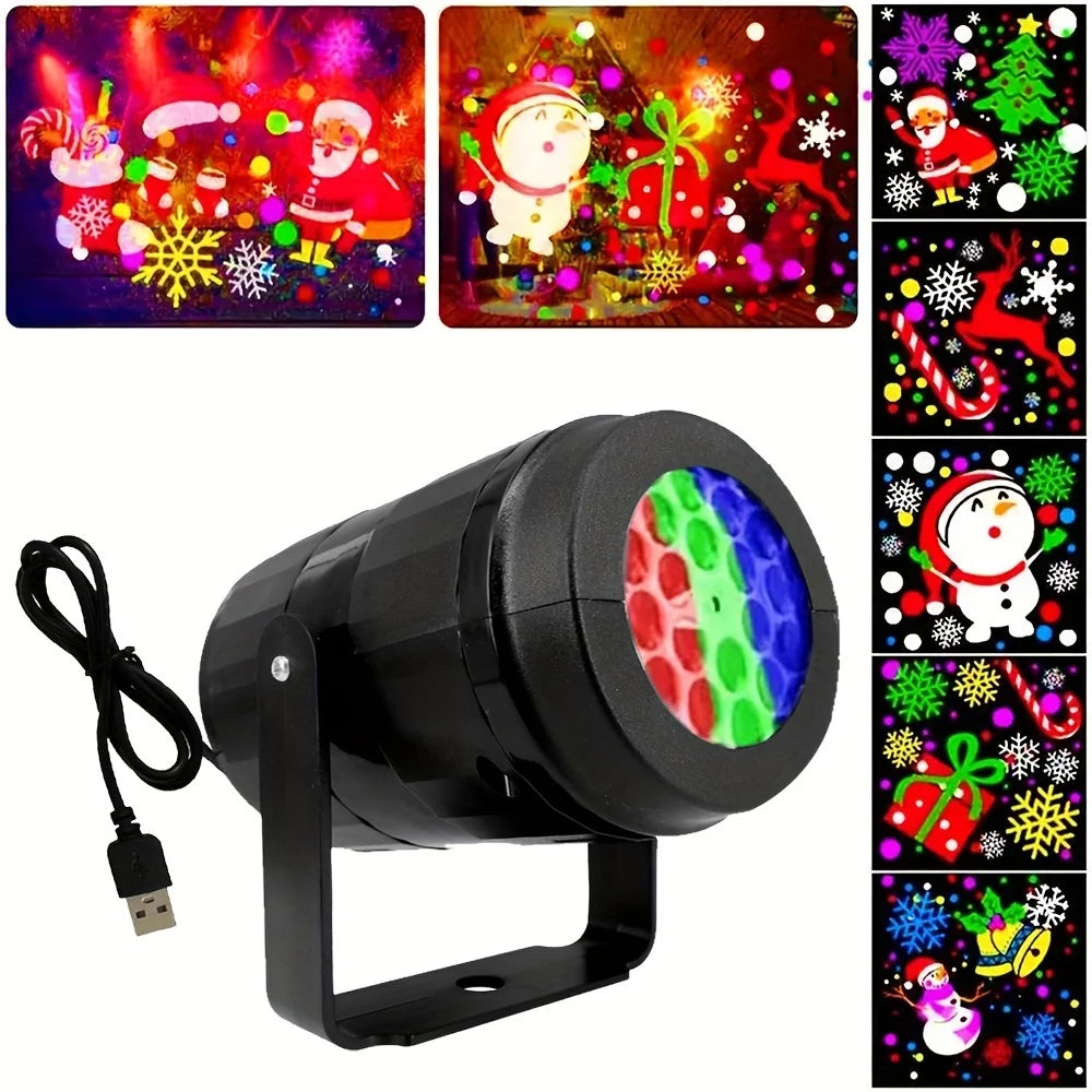 Proyector LED de Navidad con soporte orientable y cable USB